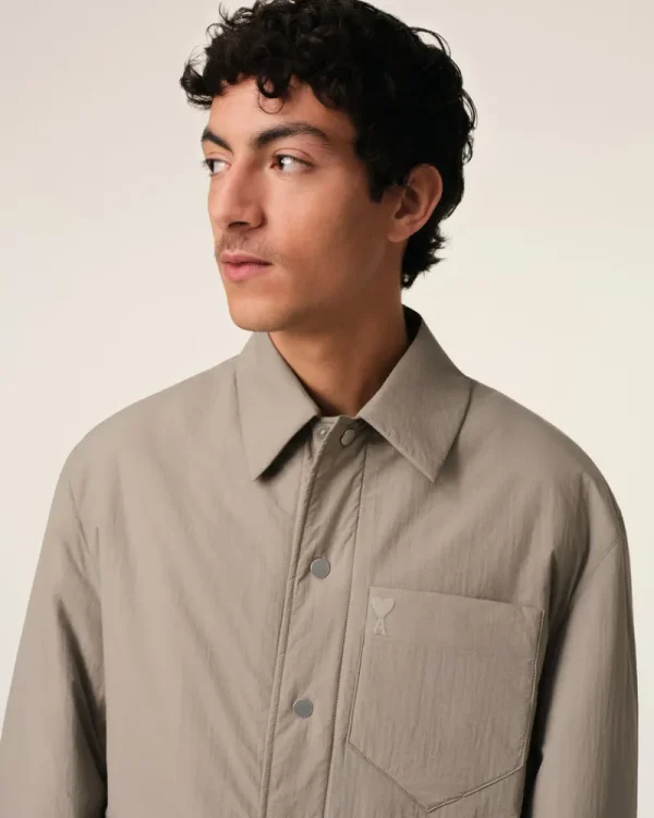 Outlet Beige Canvas Padded Ami de Coeur Overshirt Coats & Jackets | Ami De Coeur