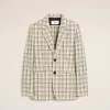 Online Beige Checked Wool Semi-Lined Jacket Women Denim | Coats & Jackets