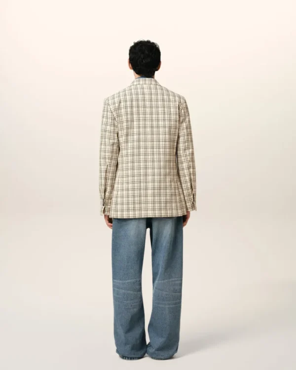 Flash Sale Beige Checked Wool Semi-Lined Jacket Tailoring | Coats & Jackets