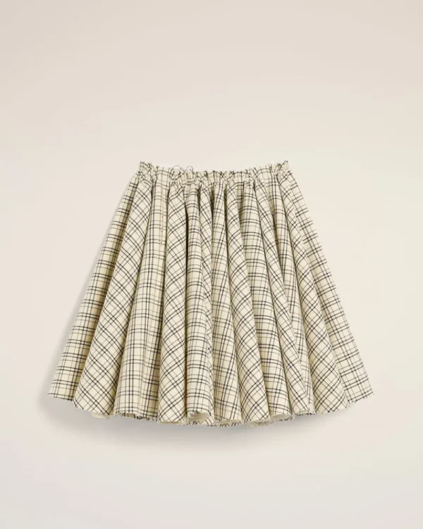 Flash Sale Beige Checked Wool Skirt With Godets Women Denim | Shorts & Skirts