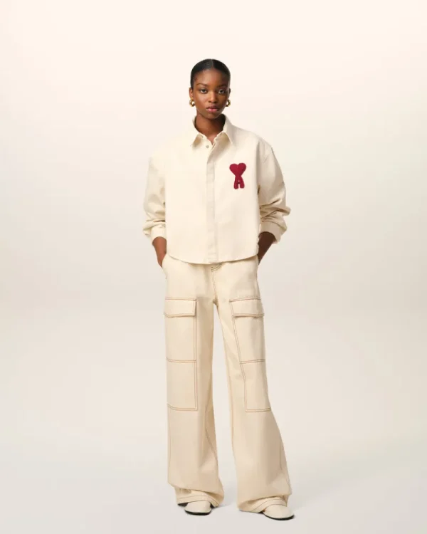 Discount Beige Cotton Ami de Coeur Cropped Shirt Women Shirts | Ami De Coeur