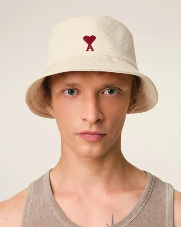 Hot Beige Cotton Ami de Coeur Embroidery Bucket Hat Women Hats & Beanies | Ami De Coeur