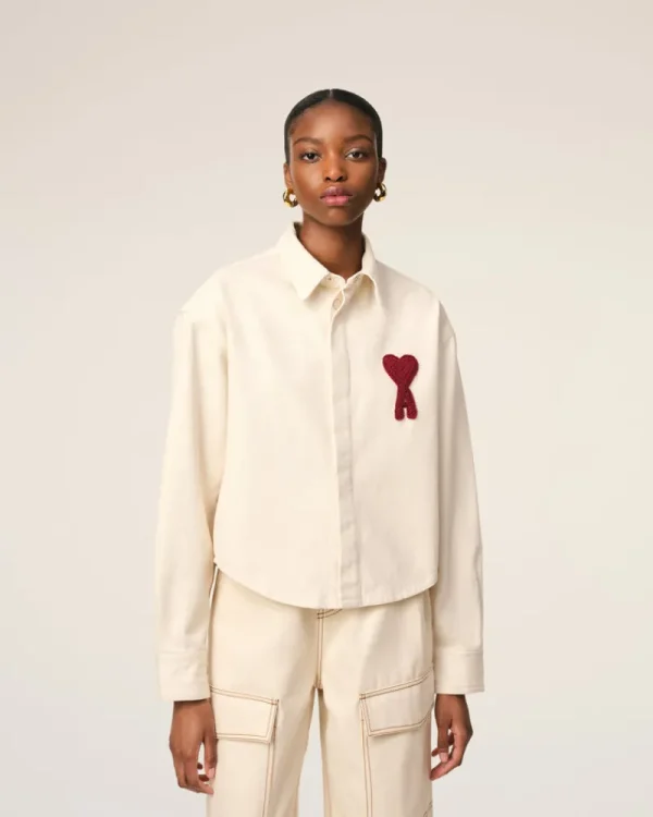 Discount Beige Cotton Ami de Coeur Cropped Shirt Women Shirts | Ami De Coeur