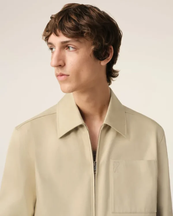Store Beige Cotton Ami de Coeur Zipped Jacket Coats & Jackets | Ami De Coeur