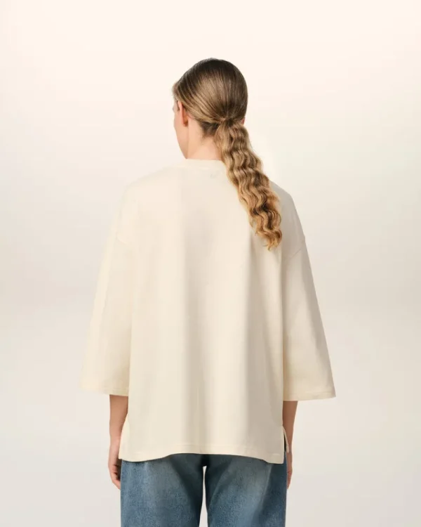 Store Beige Cotton Ami de Coeur Patch T-Shirt Women T-shirts & Tops | Ami De Coeur