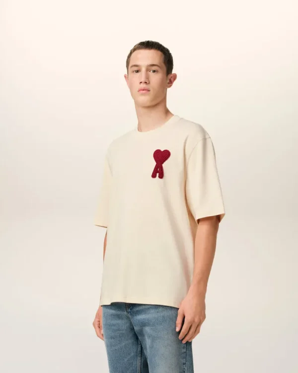 Store Beige Cotton Ami de Coeur Patch T-Shirt Ami De Coeur | T-shirts & Polos
