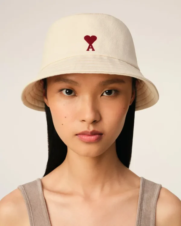 Hot Beige Cotton Ami de Coeur Embroidery Bucket Hat Women Hats & Beanies | Ami De Coeur