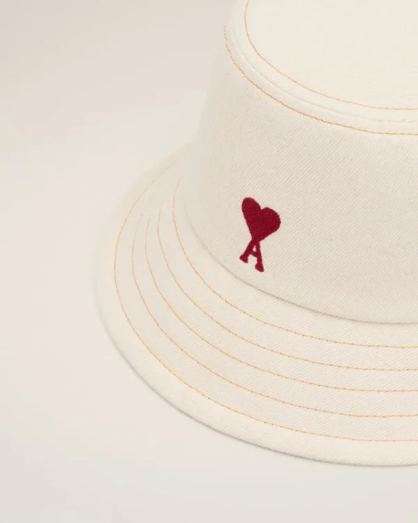 Hot Beige Cotton Ami de Coeur Embroidery Bucket Hat Women Hats & Beanies | Ami De Coeur