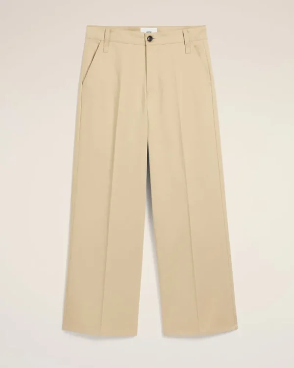 Clearance Beige Cotton Baggy Fit Trousers Trousers