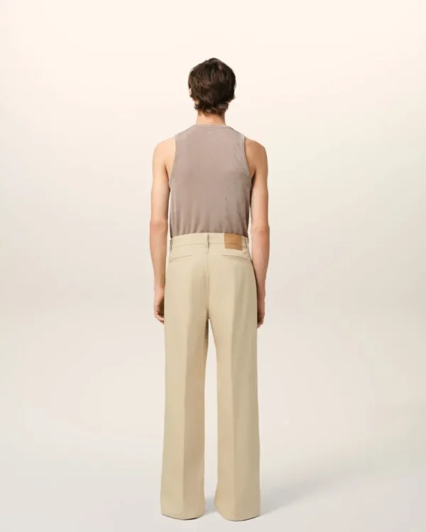 Clearance Beige Cotton Baggy Fit Trousers Trousers