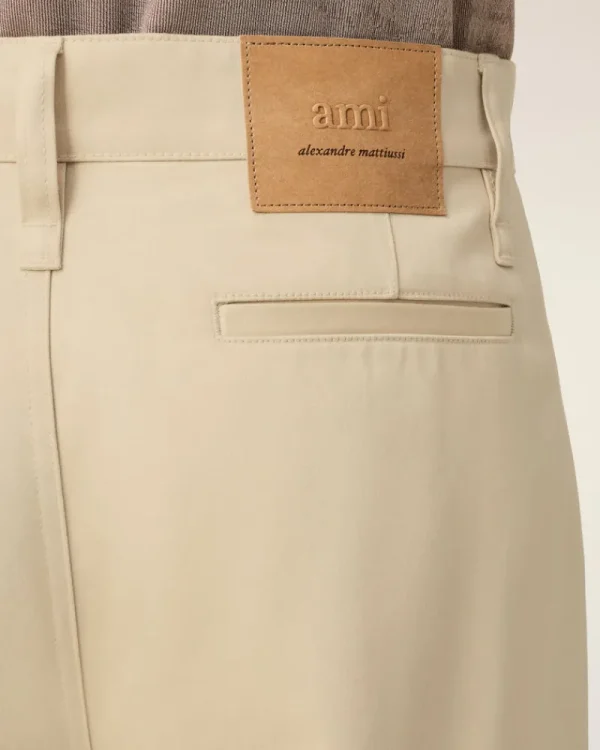 Clearance Beige Cotton Baggy Fit Trousers Trousers