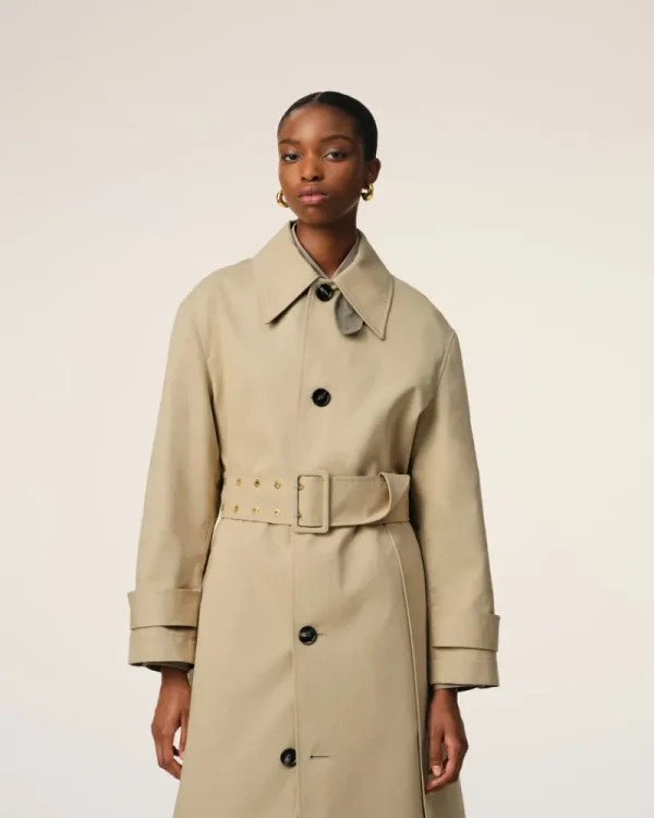 New Beige Cotton Belted Mac Women Coats & Jackets