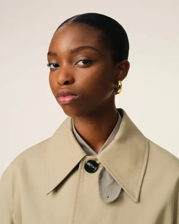 New Beige Cotton Belted Mac Women Coats & Jackets