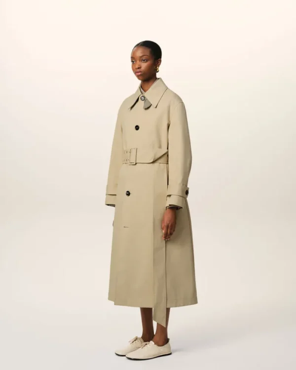New Beige Cotton Belted Mac Women Coats & Jackets