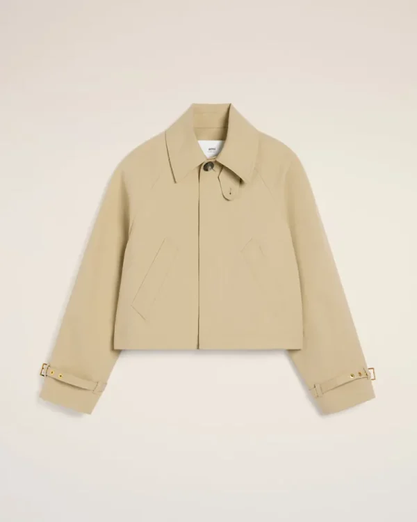 New Beige Cotton Buttoned Jacket Women Coats & Jackets