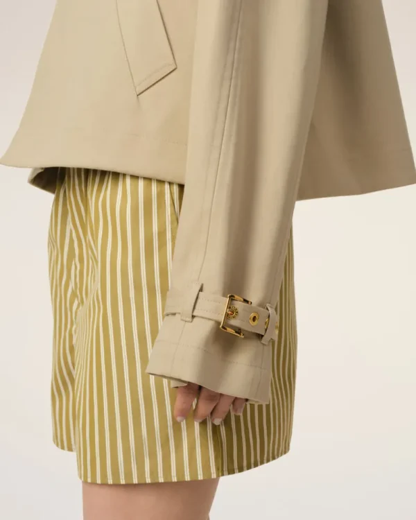 New Beige Cotton Buttoned Jacket Women Coats & Jackets