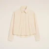 Best Sale Beige Cotton Cropped Oversized Shirt Women Ami De Coeur | Shirts