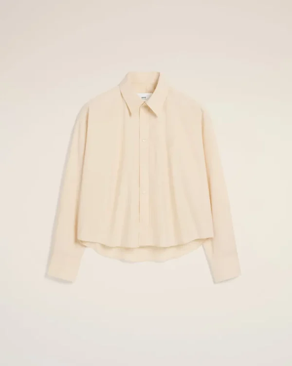 Best Sale Beige Cotton Cropped Oversized Shirt Women Ami De Coeur | Shirts