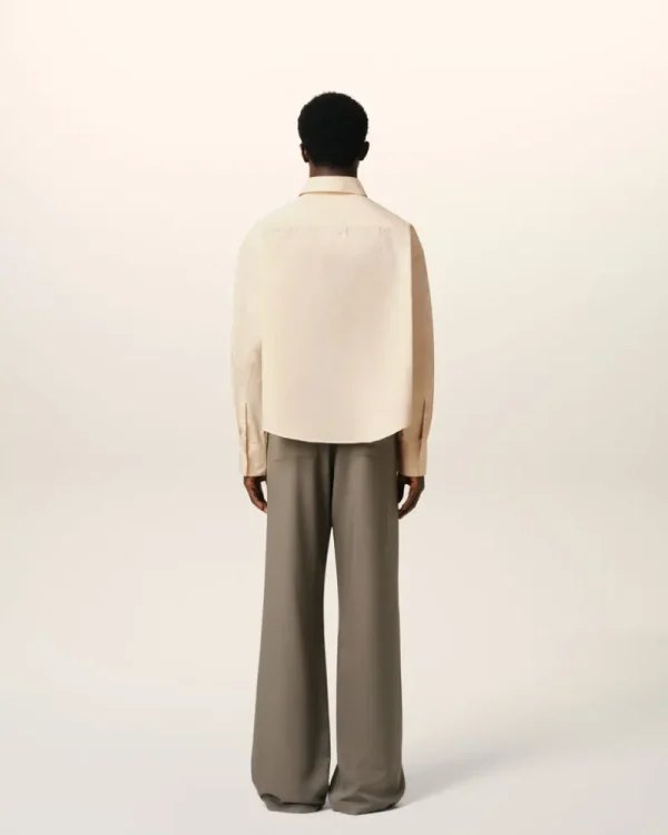 Best Sale Beige Cotton Cropped Oversized Shirt Women Ami De Coeur | Shirts