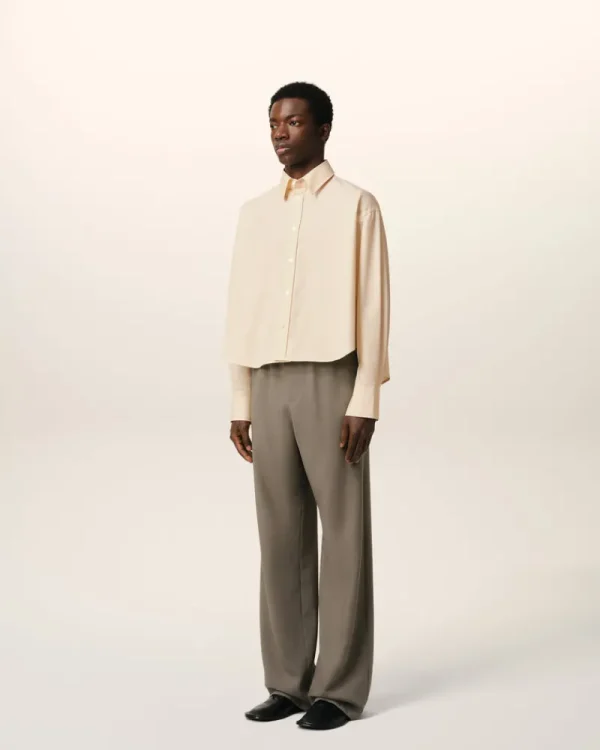 Best Sale Beige Cotton Cropped Oversized Shirt Women Ami De Coeur | Shirts