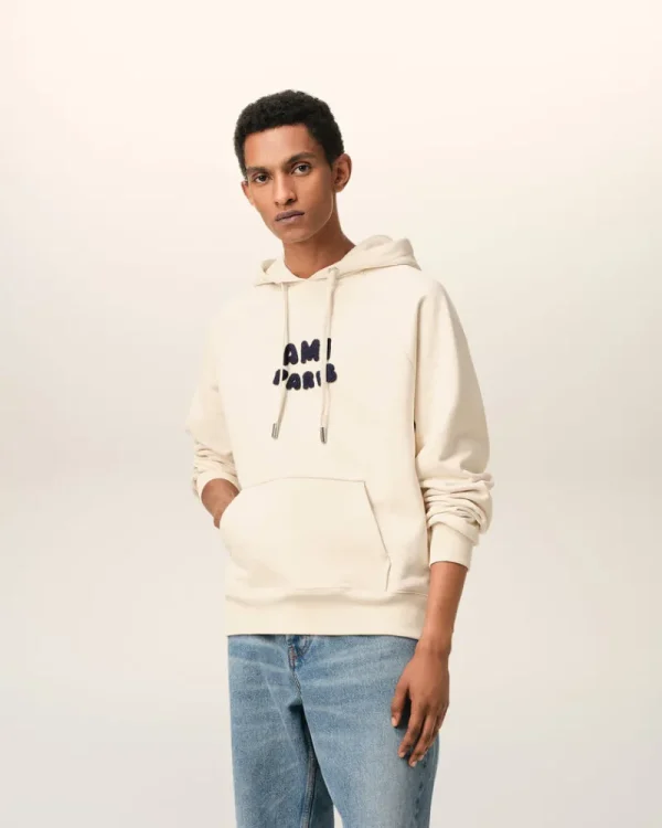 Clearance Beige Cotton Hoodie With Patch Women Sweatshirts & Hoodies | Ami De Coeur