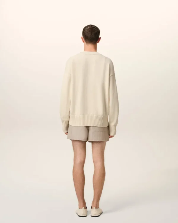 Cheap Beige Cotton Wool Ami Embroidered Cardigan Sweaters & Cardigans | Ami De Coeur