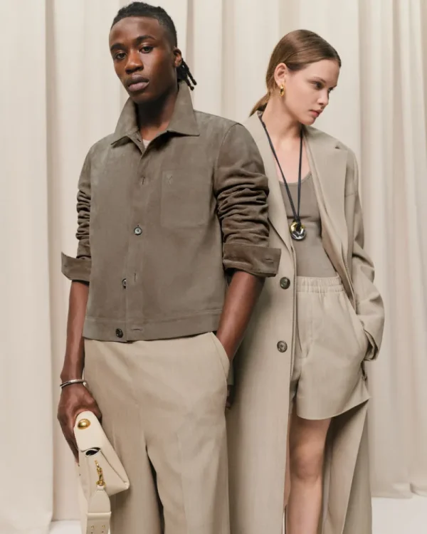 Best Beige Leather Buttoned Jacket Coats & Jackets | Ami De Coeur