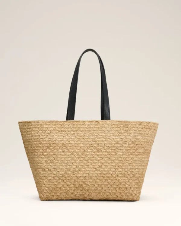 Best Beige Leather Rafia Tote Bag Women Tote Bags | Bags