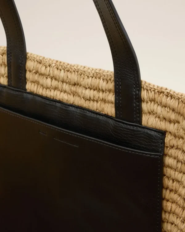 Best Beige Leather Rafia Tote Bag Women Tote Bags | Bags