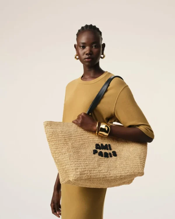 Best Beige Leather Rafia Tote Bag Women Tote Bags | Bags