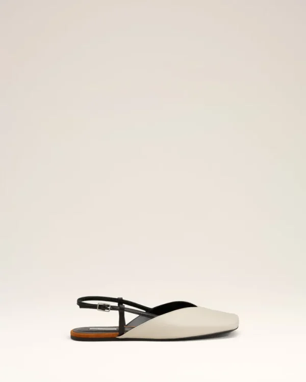 Flash Sale Beige Leather Slingbacks Women Flats