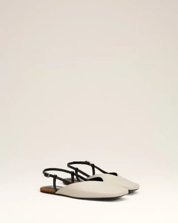 Flash Sale Beige Leather Slingbacks Women Flats