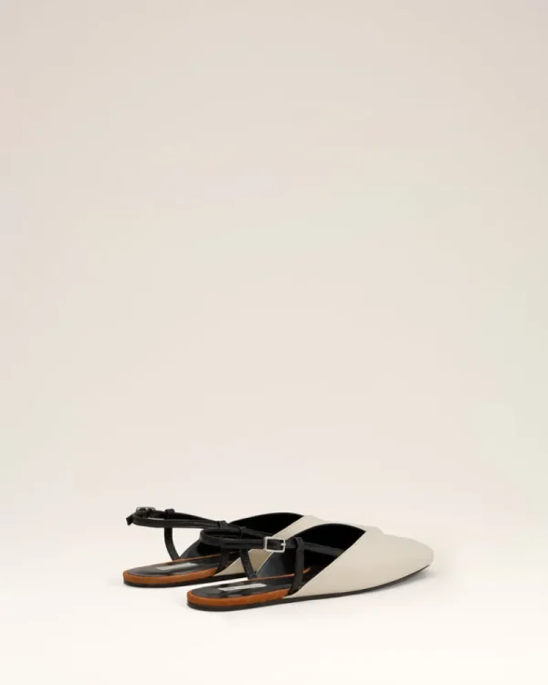 Flash Sale Beige Leather Slingbacks Women Flats