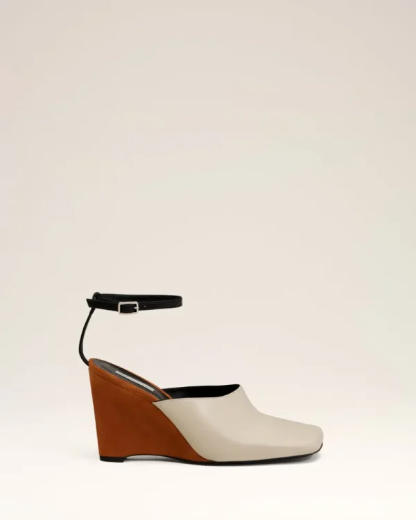 Best Sale Beige Leather Wedge Mules Women Other Shoes