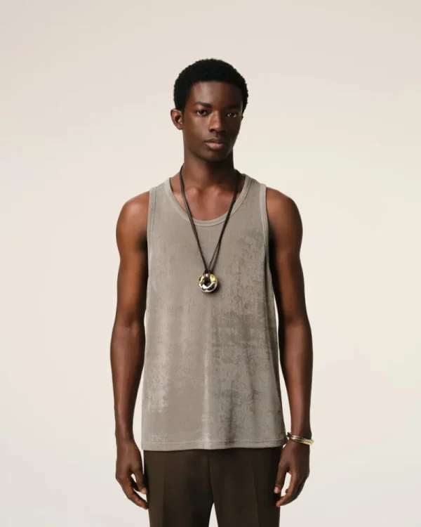 Discount Beige Light Shiny Rib Jersey Tanktop T-shirts & Polos
