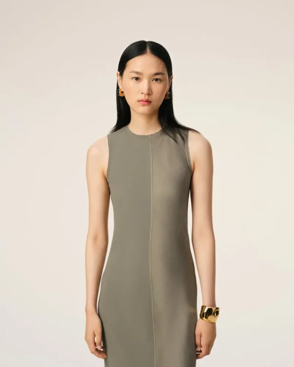 Discount Beige Long Straight Dress Women Dresses & Jumpsuits