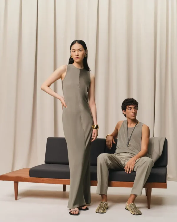 Discount Beige Long Straight Dress Women Dresses & Jumpsuits