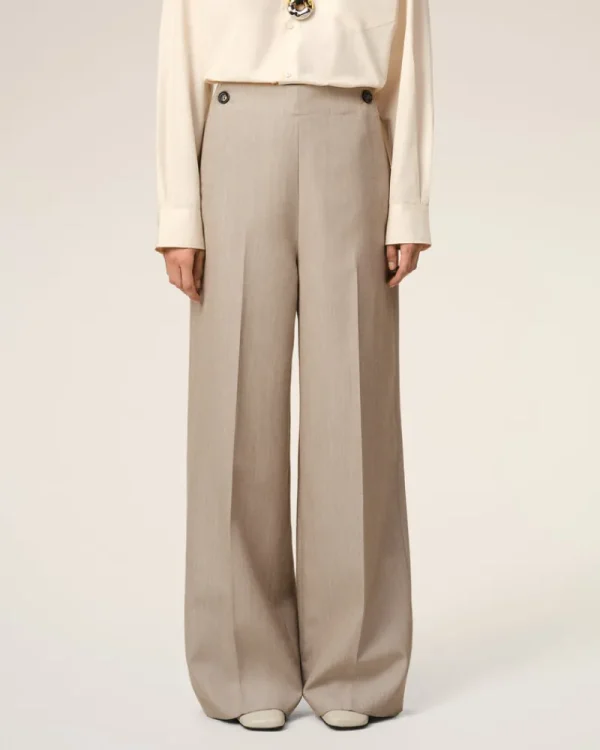 Cheap Beige New Wool Sailor Trousers Women Denim | Trousers