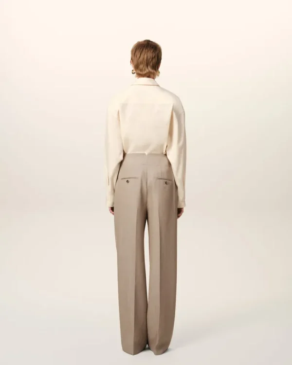 Cheap Beige New Wool Sailor Trousers Women Denim | Trousers
