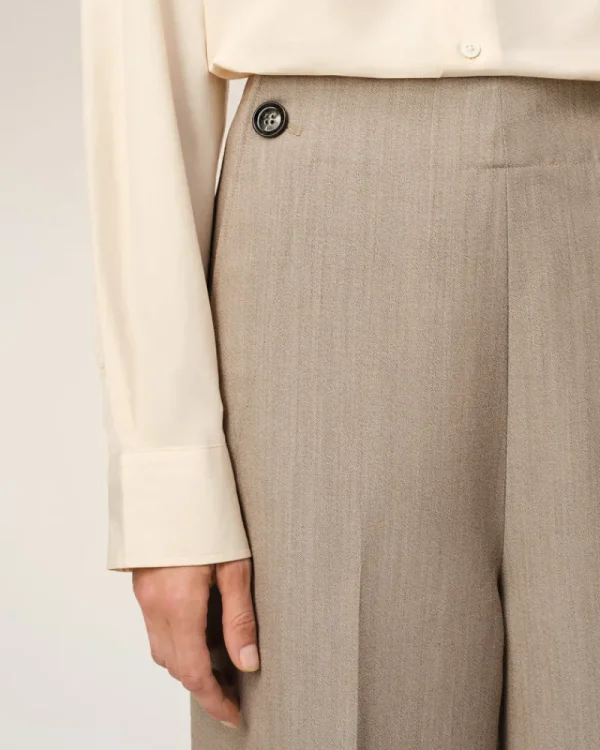 Cheap Beige New Wool Sailor Trousers Women Denim | Trousers