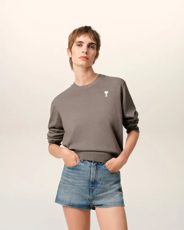 Hot Beige Wool Ami de Coeur Crew Neck Sweater Women Sweaters & Cardigans | Ami De Coeur