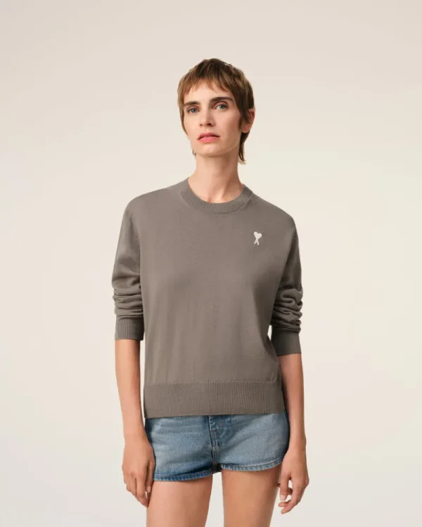 Hot Beige Wool Ami de Coeur Crew Neck Sweater Women Sweaters & Cardigans | Ami De Coeur