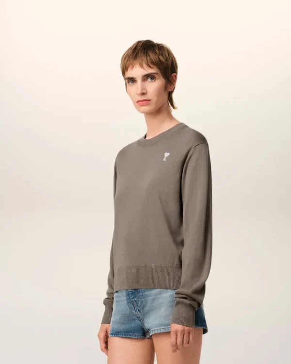 Hot Beige Wool Ami de Coeur Crew Neck Sweater Women Sweaters & Cardigans | Ami De Coeur