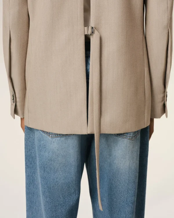 Fashion Beige Wool Back Slit Double Breasted Jacket Tailoring | Coats & Jackets