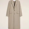 Discount Beige Wool Back Slit Long Coat Women Coats & Jackets