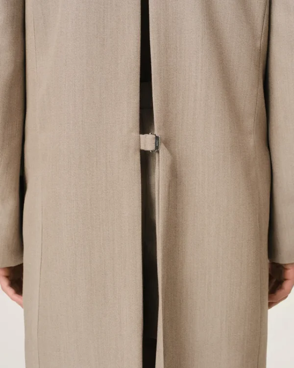 Flash Sale Beige Wool Back Slit Long Coat Coats & Jackets