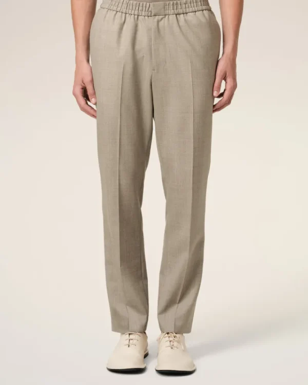 Cheap Beige Wool Elasticated Waist Trousers Trousers