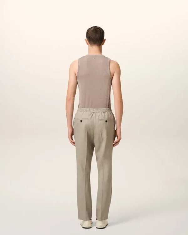 Cheap Beige Wool Elasticated Waist Trousers Trousers