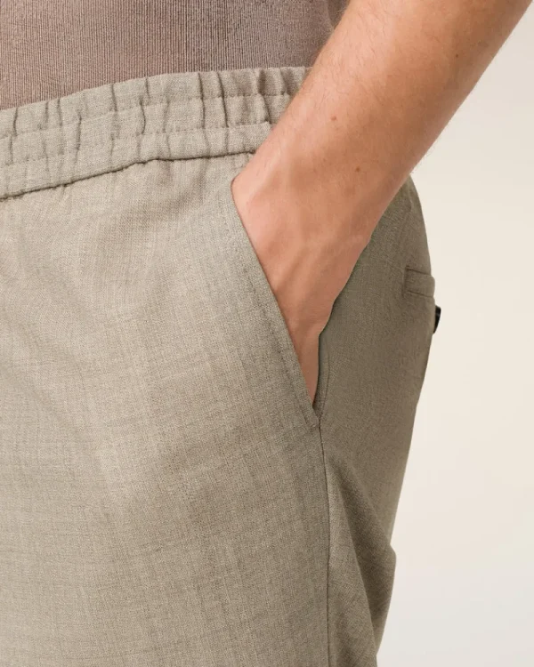 Cheap Beige Wool Elasticated Waist Trousers Trousers