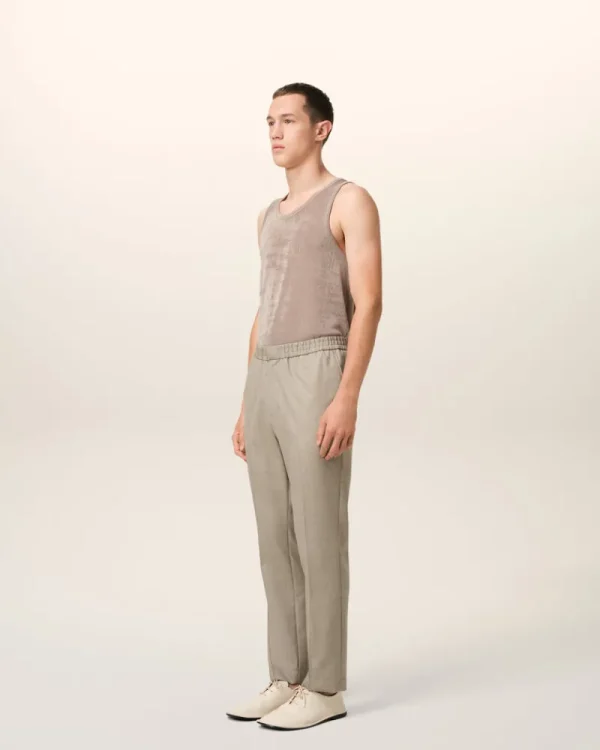 Cheap Beige Wool Elasticated Waist Trousers Trousers